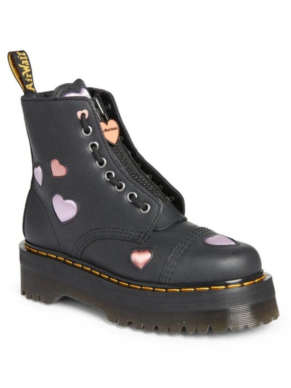 Dr. Martens Women's Sinclair Leather Heart Platform Ankle Boots Black Size 5